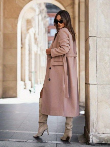 Elevate Your Winter Wardrobe with our Belted Fleece Blend Coat for Women - Stay Warm and Stylish
